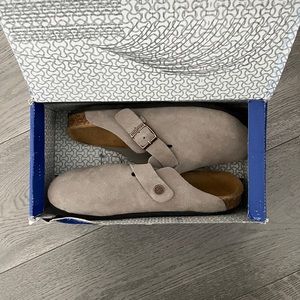 birkenstock boston clog suede grey